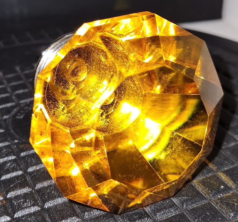 Cut Glass Bottle Stopper Only Stainless Steel Amber Diamond Shape-WOW!!