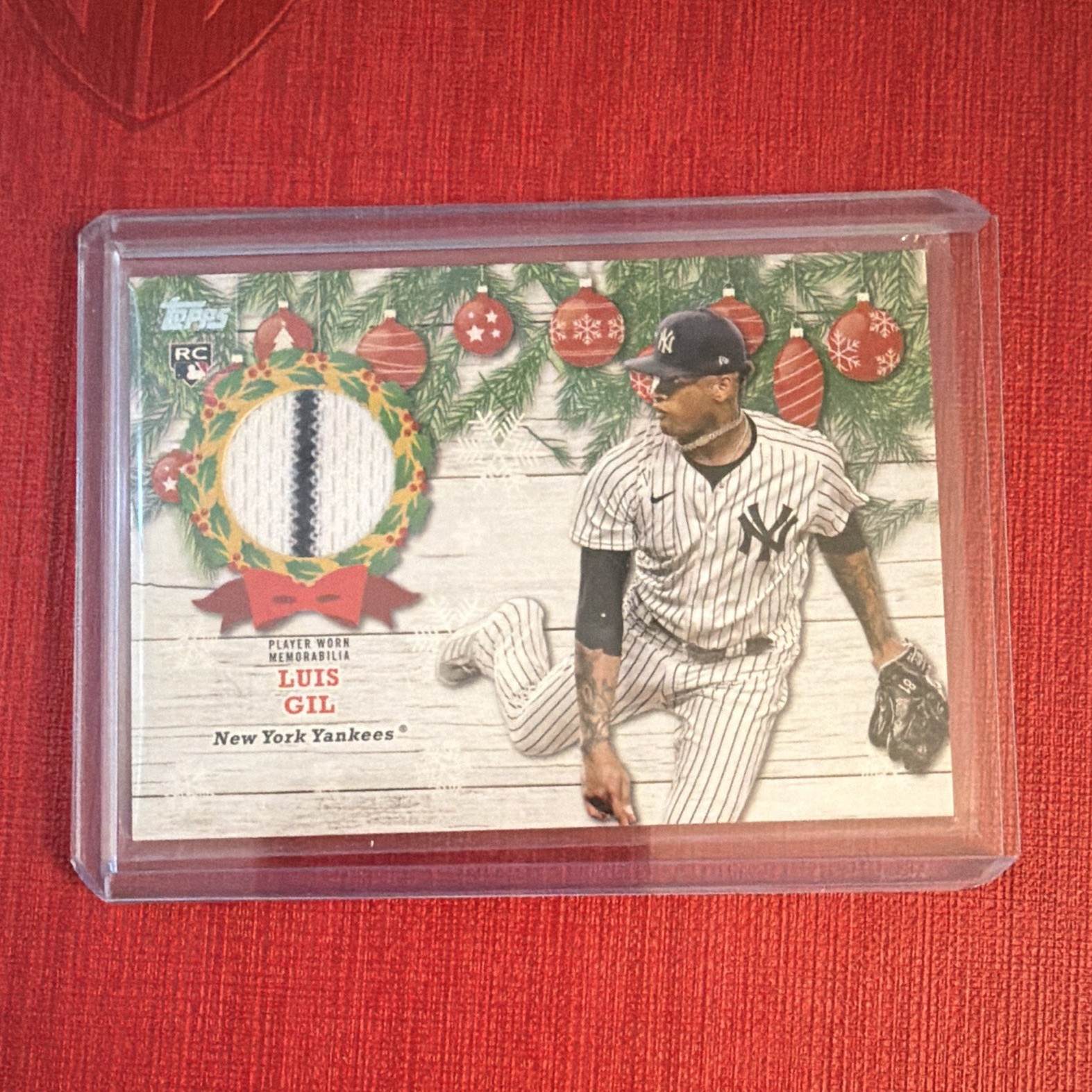 Topps Holiday Mega 2022 Luis Gil Yankees WRC-LG Relic Rookie