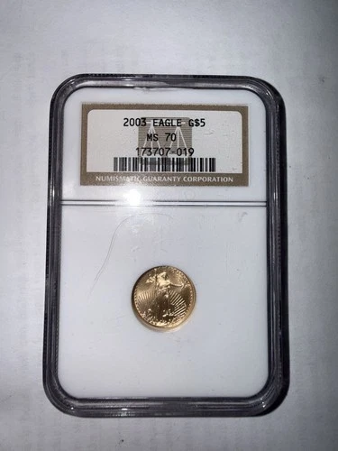 2003 $5 Gold American Eagle 1/10 oz NGC MS70 - Perfect Grade - Brown Label