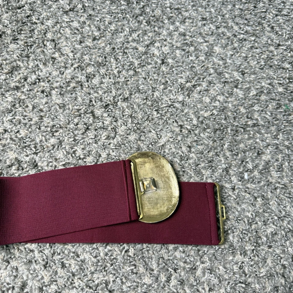 VTG Stretch Belt Burgundy Ornate Gold Buckle Dynasty Fashion Chic Classy XS/S - Image 4 of 4