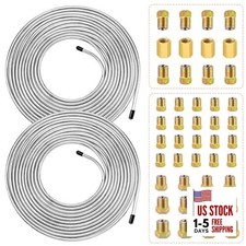2Sets 25Ft. 3/16" Brake Line Tubing Kit with Brake Line 3/16 inch Silver