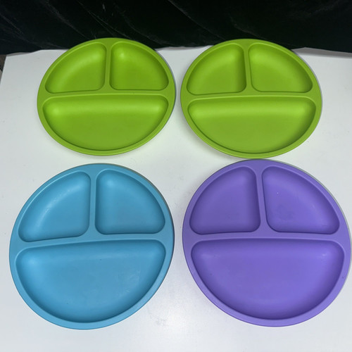 4 PACK-WeeSprout Silicone Plates for Baby 100% Food-Grade Silicone