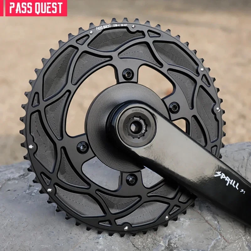 Juego de bielas de bicicleta de grava de carretera 110BCD 42T-56T 11-12S Foto 2 de 4