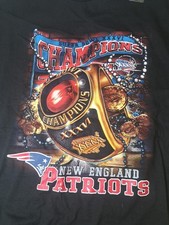 Vintage 2002 Super Bowl XXXVI New England Patriots Men  s L NFL T-Shirt Black