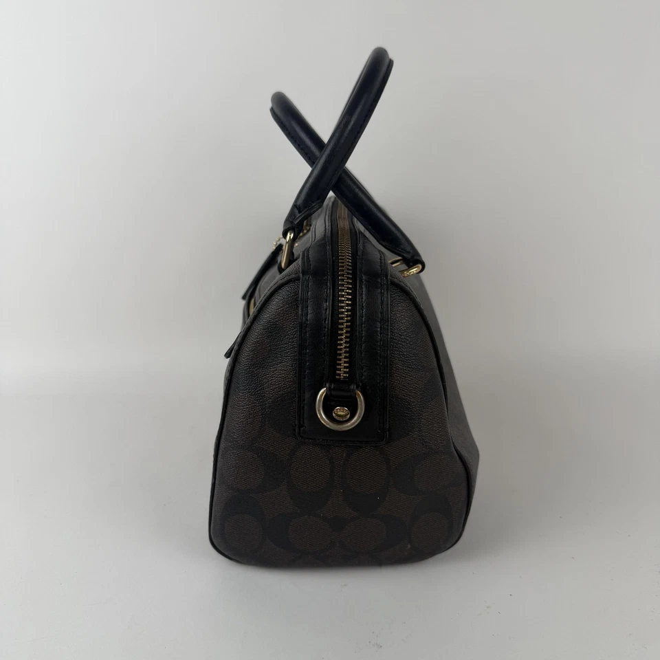 Coach Rowan Satchel Bag "666" Womens Brown Black PVC Canvas Leather F38607 - Image 4 of 4