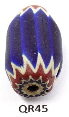 Nice Barrel Oval Antique Venetian Chevron Trade Bead African OR45 Bg 66