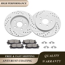 Rear Slotted Rotors Brake Pads Fit for Toyota...