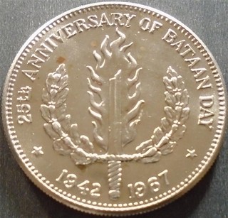 Philippines Anniversary Bataan Day Silver PROOF One Peso 1967 lustrous