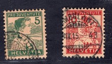 Suisse Michel n° 128 + 129 oblitérés