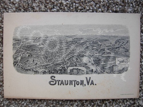 STAUNTON VA - LUFTBILDKARTE AUS DER VOGELPERSPEKTIVE - FRÜHE LITHO - JUNGFRAUIA