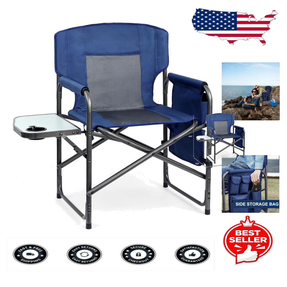 Side Table Fishing Director Chair Walmart Ozark Trail Fishing