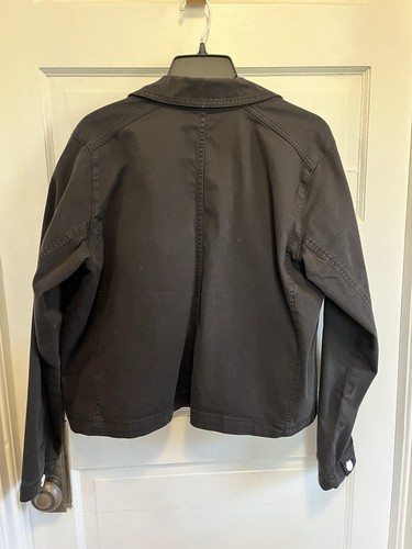 Eileen Fisher Jacket Women’s M Black Denim Moto Metro Punk Goth Grunge NEW - Picture 6 of 6