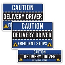 Magnet Me Up Caution Frequent Stops Delivery Driver Magnet, 3 Pack, Blue/Black