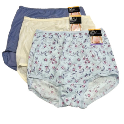 3 Bali Skimp Skamp Brief Panty L 7 Full Coverage Nylon Panties NWT 2633 LARGE