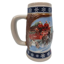 1995 Anheuser Busch Budweiser Holiday Beer Stein Mug -  Lighting The Way Home