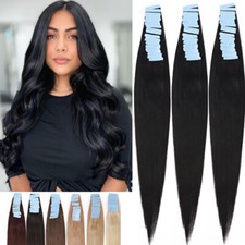 Invisible Tape In Human Hair Extensions Skin Weft Full Head Real Thick 150g Remy