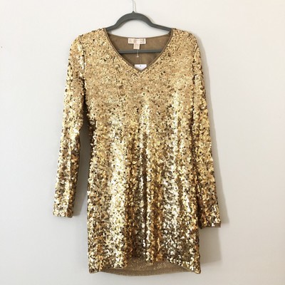 michael kors gold sequin dress