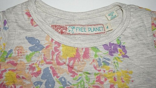 Free Planet Floral Print T Shirt Top Girls Sz 4 Heather Oatmeal Multicolor - Picture 2 of 3