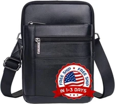 Bandolera Para Hombre Mochila Viaje Cartera Bolso De Hombro Color Negro NEW US..