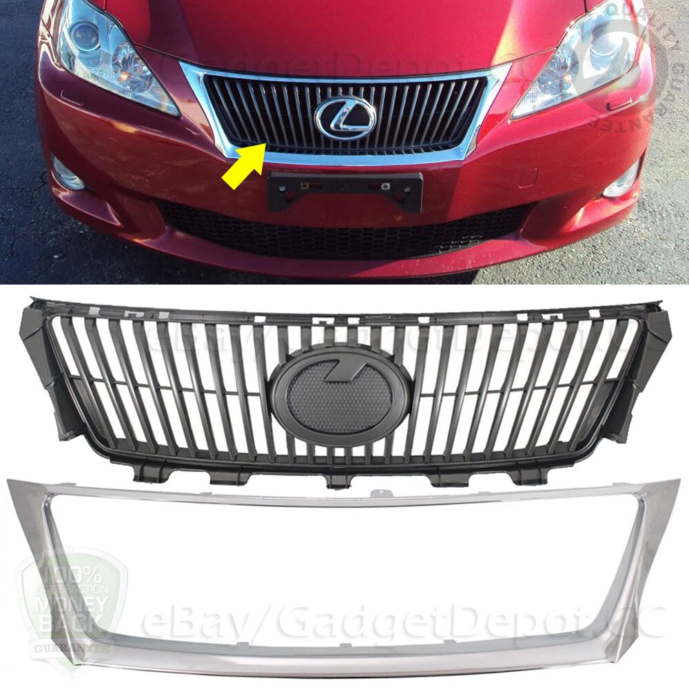 2PC For 2009 2010 LEXUS IS250 IS350 Front Bumper Grille Chrome