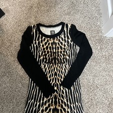 NWT Vince Camuto Womens Animal Print Sweater Dress Fitted Size XS