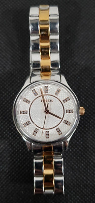 FOSSIL WATCH WOMENS TWO TONE GOLD SILVER ROSE HANDS & FACE BQ1572