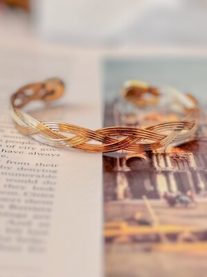Gold Cuff Wire Braided Adjustable (202)