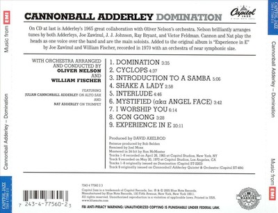 CANNONBALL ADDERLEY DOMINATION [BONUS TRACKS] NEW CD