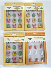 Lot of 4 RABBIT BUNNY ICING DECORATIONS 48 pieces Basket Eggs Carrots Target