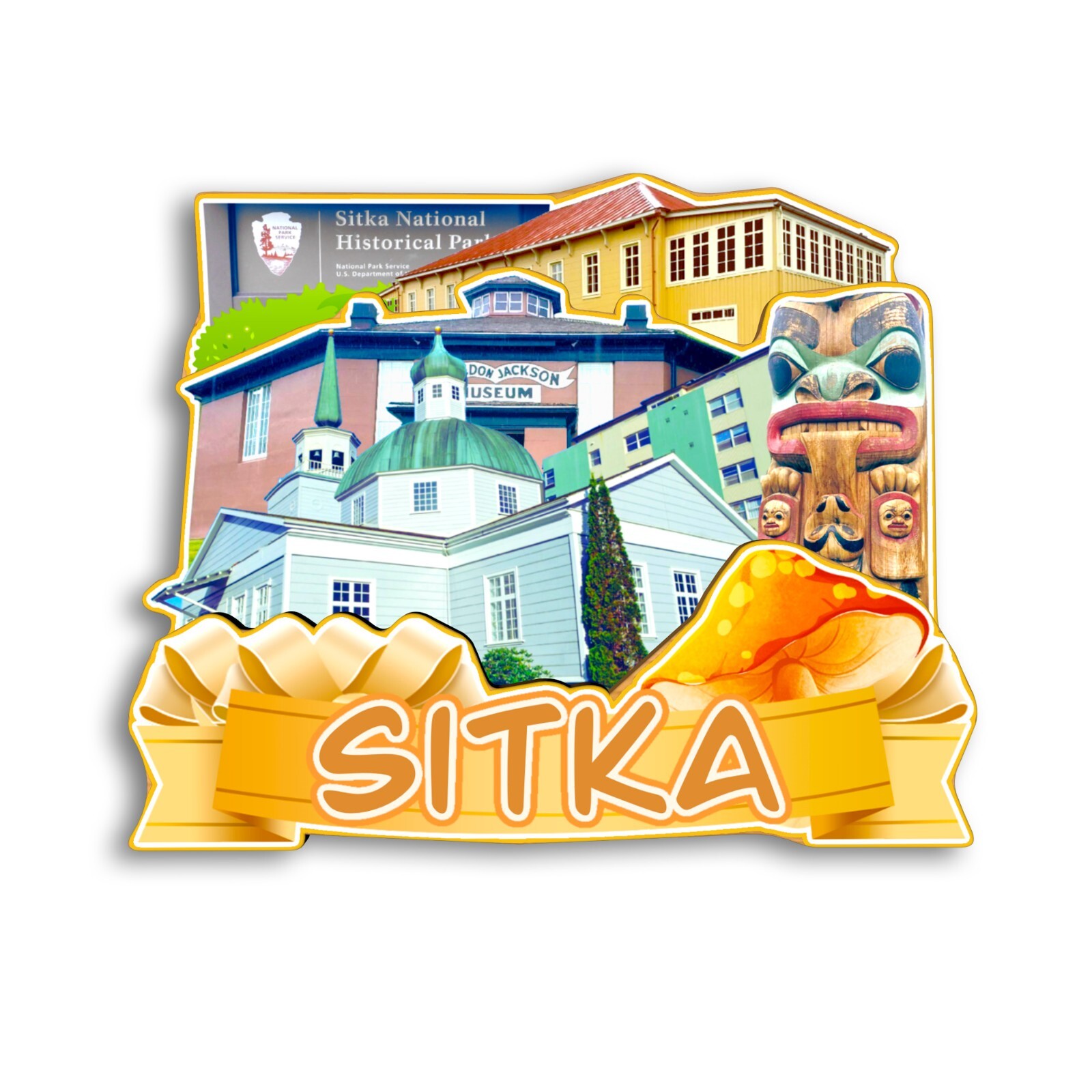 Sitka Alaska USA Refrigerator magnet 3D travel souvenirs wood craft