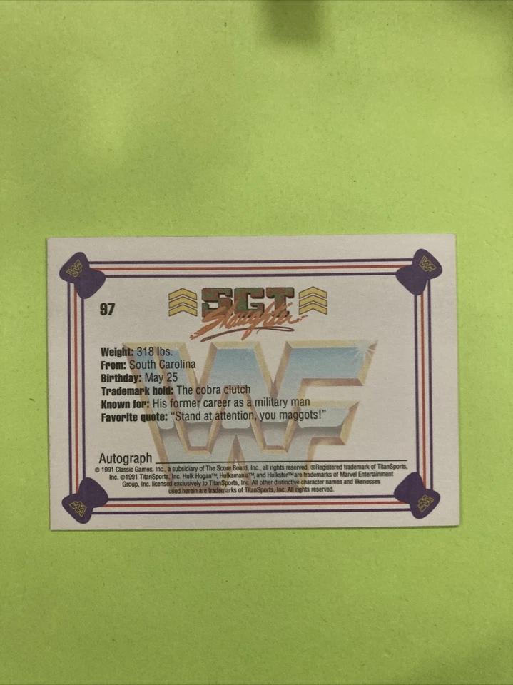 1991 CLASSIC WWF SGT. SLAUGHTER #97 - Image 4 of 4