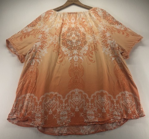 Top túnica naranja floral Cato para mujer talla 26/28 W artístico boho talla grande - Imagen 4 de 7