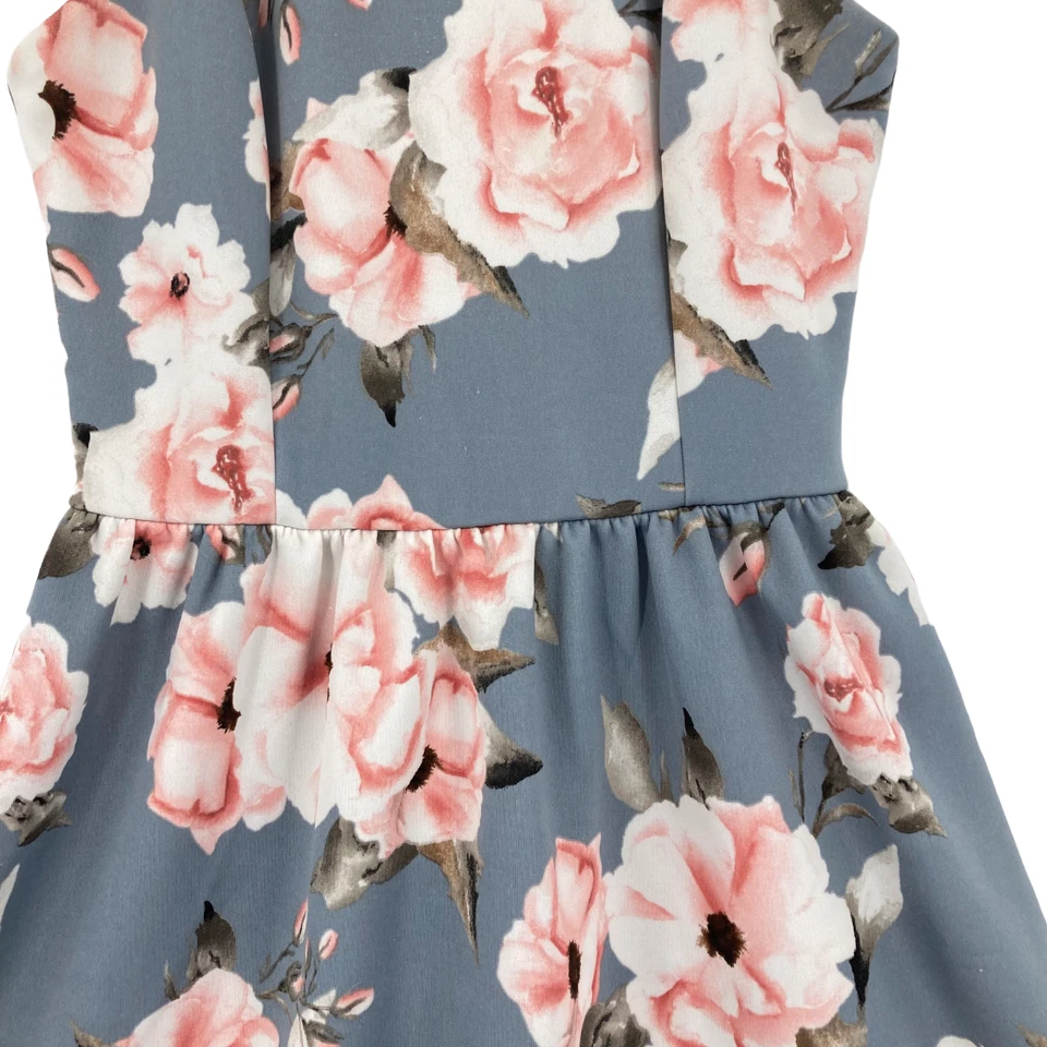 Vestido Aqua Niñas Multicolor Floral Cuello Redondo Sin Mangas Ajuste y Acampanado Talla Pequeña Foto 3 de 4