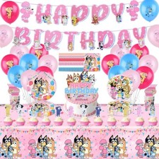 Tableware Birthday Party Decoration HB Banner Pink Bingo Bluey Balloon Supplies