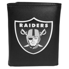 Las Vegas Raiders Black Tri-Fold Wallet, NFL Trifold Largo Logo