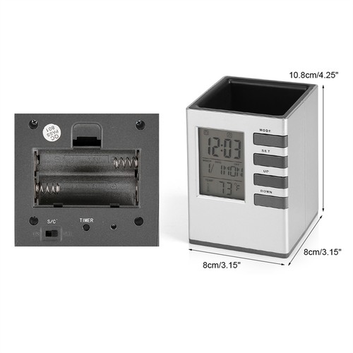 LED Digital Alarm Clock With Temperature Display Pen Holder - Picture 7 of 7