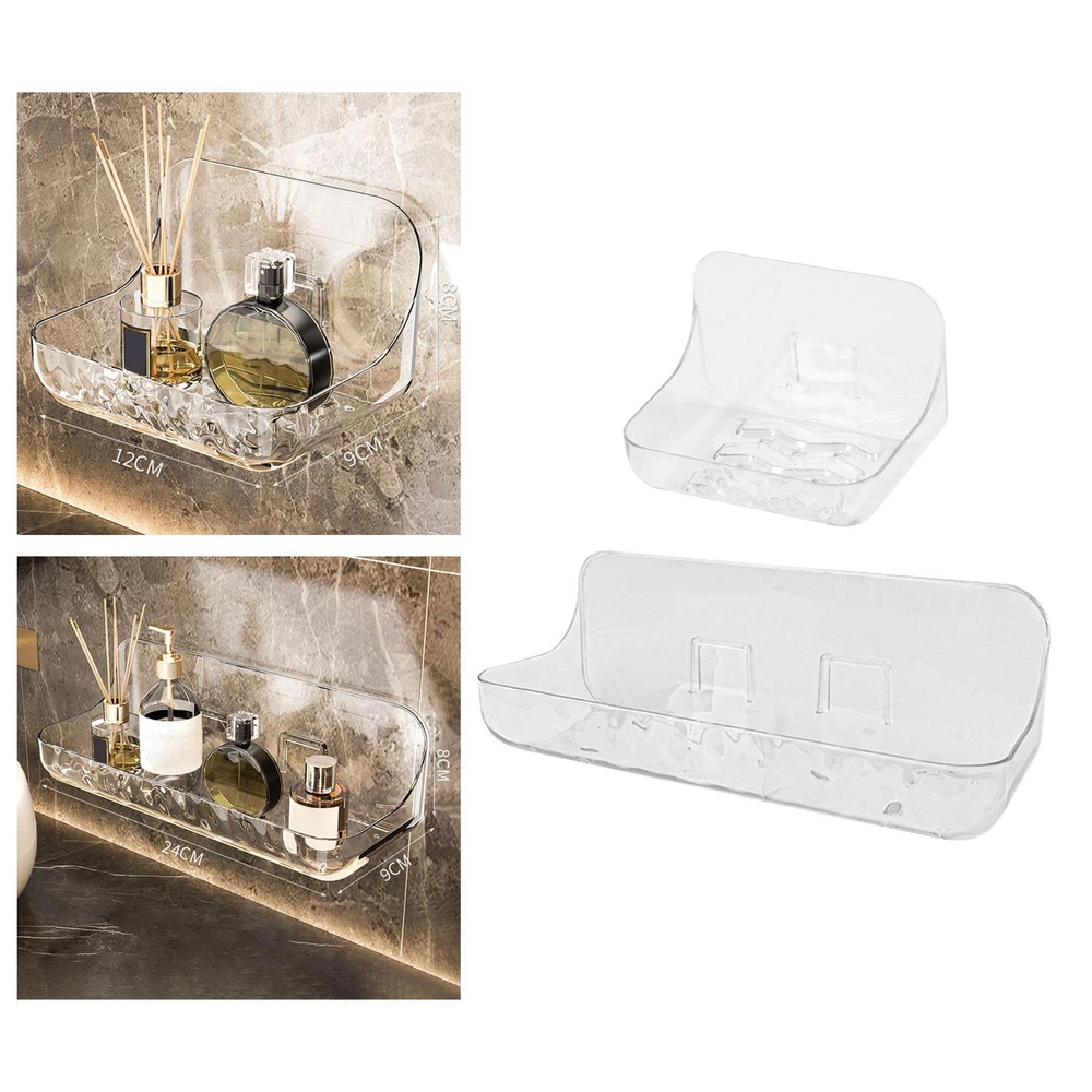 Shower Caddy Clear Acrylic No Drill Fashion Multipurpose Adhesive Wall Shelf