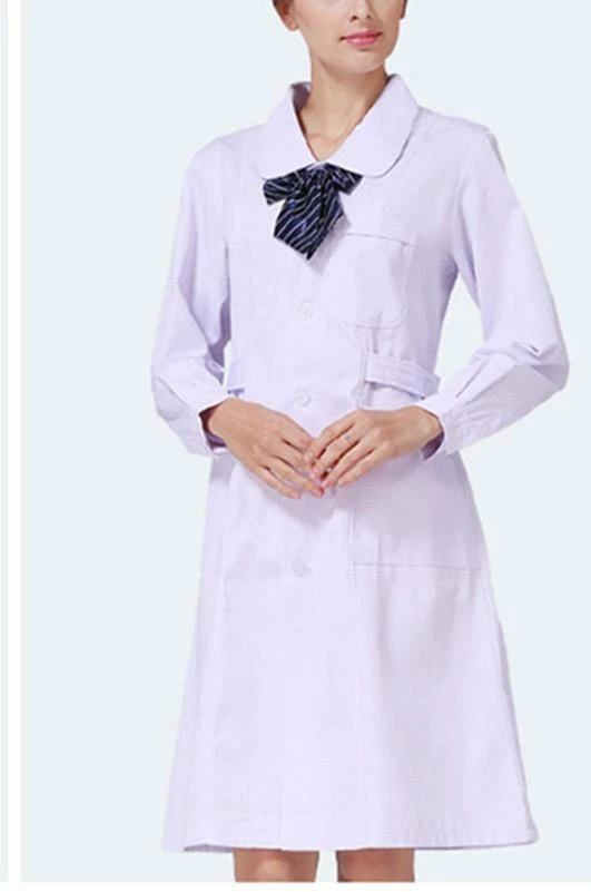 Women Nurse Dress Female Doctor Dress Beautician Lab Work Clothes Long Coat   - Image 2 of 4