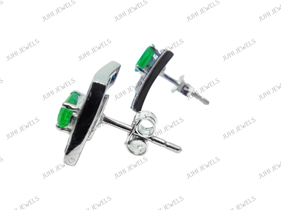 Natürlicher Smaragd Ohrstecker Hochwertig Smaragd Saphir Rubin Ohrringe Multi - Bild 4 von 4