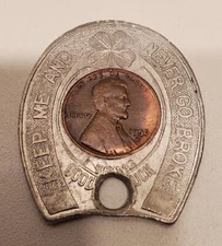 Keep Me And Never Go Broke 1956D Lucky Penny Keychain SANO PIZZA BOWL CHICAGO