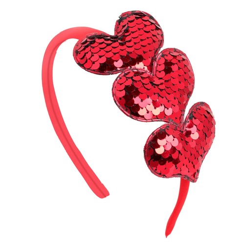 Girls Sequin Heart Headbands Valentines Day Hair Accessory Red Pink Purple Gold - Picture 3 of 8