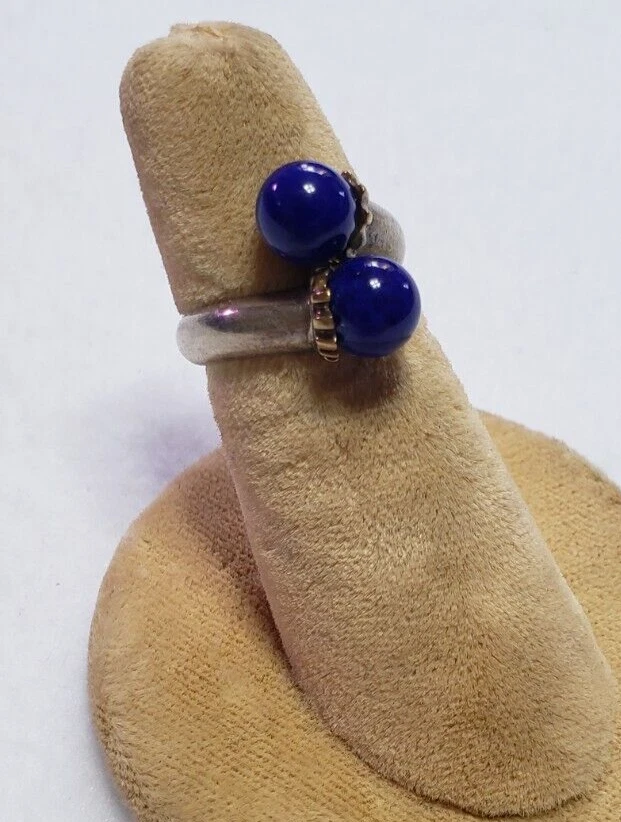 Anillo Tiffany and Co de cuentas de lapislázuli azul de oro amarillo de 18 quilates talla 5,5 Foto 2 de 4