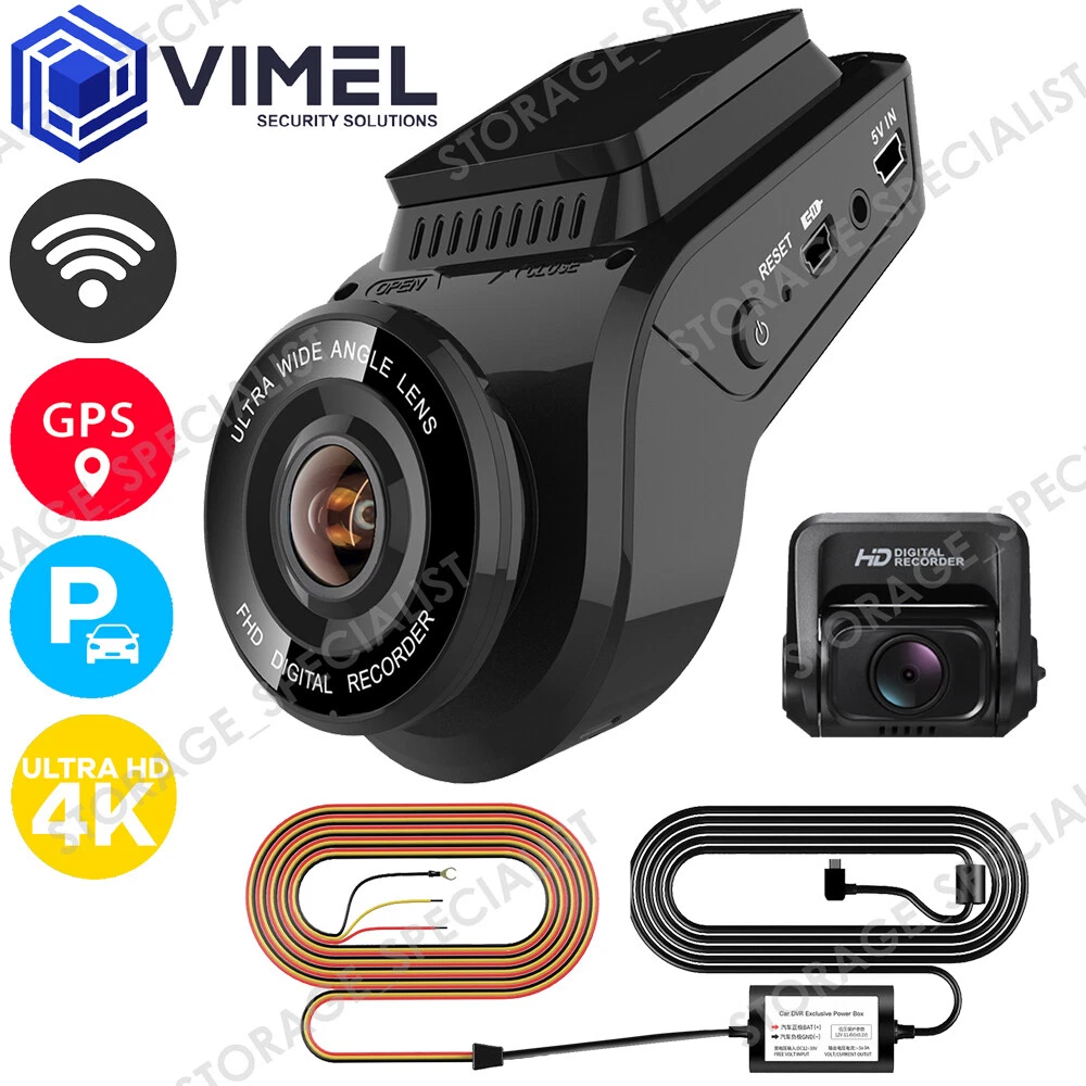 Deluxe 24/7 Dual Dash Camera WIFI GPS 4K Hardwire Kit Security