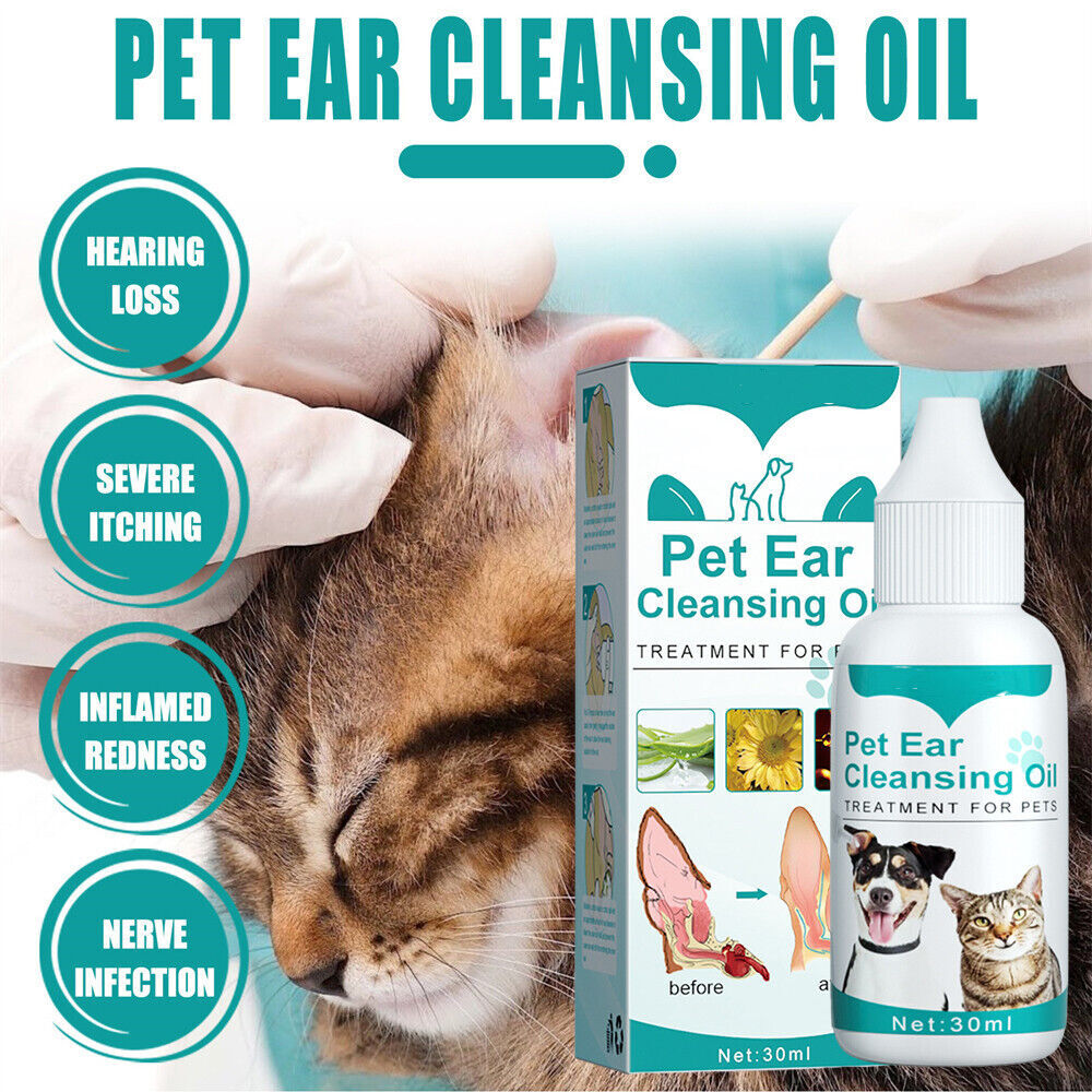1-5PCS Pet Dog Ear Drops For Infections Control Yeast Itching Cleaner Mites  Ear~