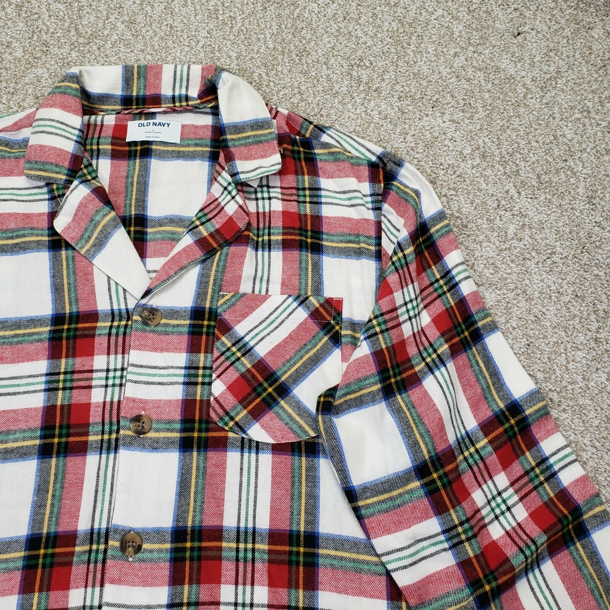 NEW Old Navy Size Large Adult Flannel Pajama Shirt Pocket Long