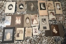 18 Antique Victorian Cabinet Card Photographs Children, Babies