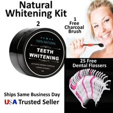 ORGANIC COCONUT ACTIVATED CHARCOAL TOOTHPASTE NATURAL TEETH WHITENING POWDER KIT