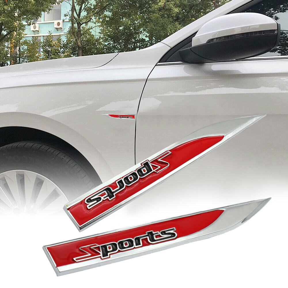 Adesivi 3D Con Logo Macchina Sportiva, Emblema Metallico Per Parafango Laterale (2 Pezzi, Rossi) - Foto 1