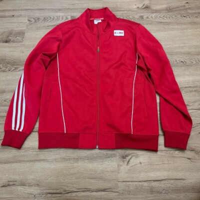 Vintage adidas Badminton Sports Tracksuit Jacket Size Medium Red E=mc2 Einstein