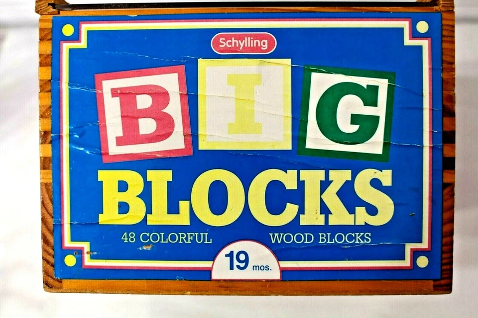 Big Blocks 48 Played with ABC's 1"5/8 Wood Case Plexiglas Top Schylling 2001 - Image 2 of 3